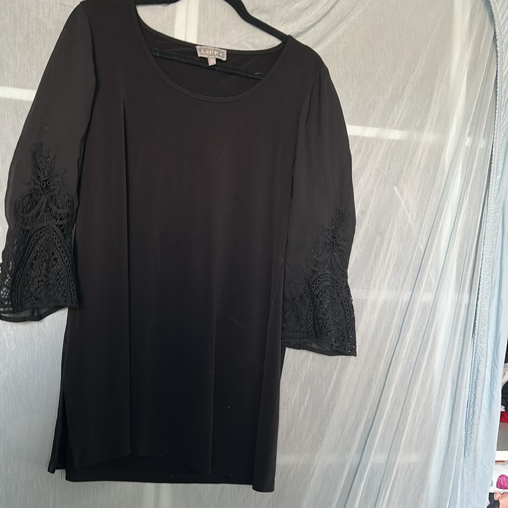 Sheer long sleeved black Laura top